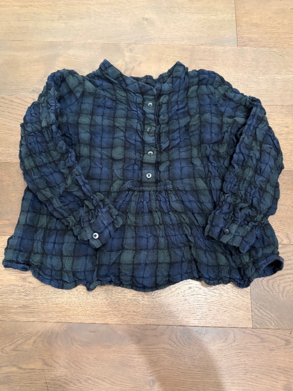 Madewell Women’s Blue Green Plaid Blouse (Size XS)